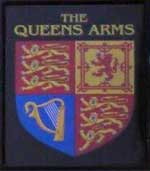 The pub sign. Queens Arms, Glossop, Derbyshire