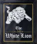 The pub sign. White Lion, Clitheroe, Lancashire