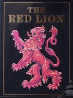 The pub sign. The Red Lion, Bakewell, Derbyshire