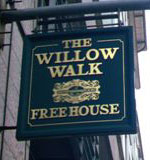The pub sign. The Willow Walk, Victoria, Central London