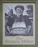 The pub sign. The Honest Miller, Brook, Kent