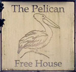 The pub sign. The Pelican, Froxfield, Wiltshire