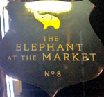 The pub sign. The Elephant at the Market, Newbury, Berkshire