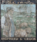 The pub sign. The Shepherd & Crook, Burmarsh, Kent