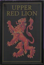 The pub sign. Upper Red Lion, Herne, Kent