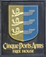 The pub sign. Cinque Ports Arms, Hastings, East Sussex