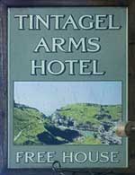 The pub sign. Tintagel Arms Hotel, Tintagel, Cornwall
