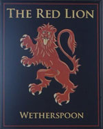The pub sign. Red Lion, Petersfield, Hampshire