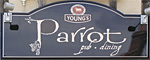 The pub sign. The Parrot (Young's), Canterbury, Kent