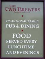 The pub sign. The Two Brewers, Ongar (or Chipping Ongar), Essex