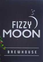 The pub sign. Fizzy Moon Brewhouse, Leamington Spa, Warwickshire