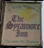 The pub sign. The Sycamore Inn, Matlock, Derbyshire