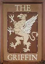 The pub sign. The Griffin, Godshill, Isle of Wight