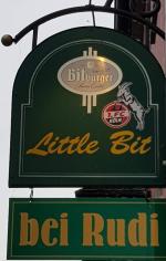 The pub sign. Little Bit (Rudi's), Bad Münstereifel, Germany