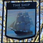 The pub sign. The Ship, Mortlake, Greater London