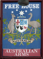 The pub sign. Australian Arms, Ramsgate, Kent