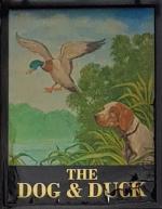 The pub sign. Dog & Duck, Winchmore Hill, Greater London