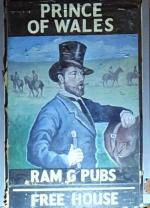 The pub sign. Prince of Wales, Merton, Greater London