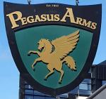 The pub sign. Pegasus Arms, Christchurch, New Zealand
