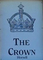 The pub sign. The Crown, Horsell, Surrey