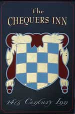 The pub sign. The Chequers Inn, Smarden, Kent