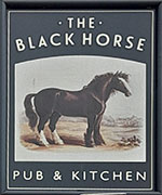 The pub sign. Black Horse, Densole, Kent