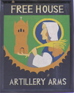The pub sign. Artillery Arms, Ramsgate, Kent