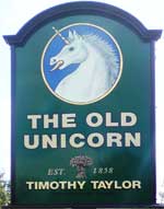 The pub sign. The Old Unicorn, Leeds, West Yorkshire