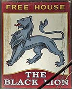 The pub sign. The Black Lion, Appledore, Kent