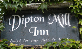 The pub sign. Dipton Mill Inn, Hexham, Northumberland
