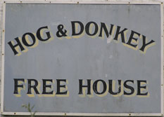 The pub sign. Hog & Donkey, Marshside, Kent