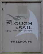 The pub sign. Plough & Sail, Snape Maltings, Suffolk