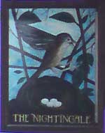 The pub sign. The Nightingale, Hitchin, Hertfordshire