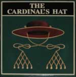 The pub sign. The Cardinal's Hat, Worcester, Worcestershire