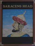 The pub sign. Saracens Head, Worcester, Worcestershire