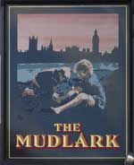 The pub sign. The Mudlark, Southwark, Central London