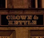 The pub sign. Crown & Kettle, Manchester, Greater Manchester