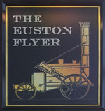 The pub sign. The Euston Flyer, Euston, Central London