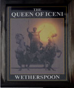 The pub sign. The Queen of Iceni, Norwich, Norfolk