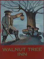 The pub sign. Walnut Tree Inn, Aldington, Kent