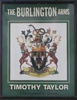 The pub sign. Burlington Arms, Keighley, West Yorkshire