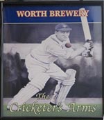 The pub sign. Cricketers Arms, Keighley, West Yorkshire