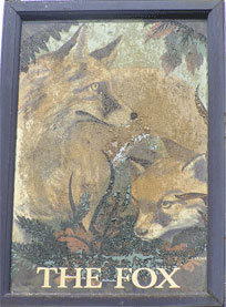 The pub sign. The Fox, Temple Ewell, Kent