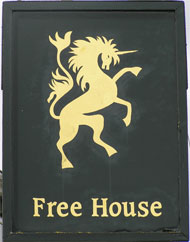 The pub sign. The Unicorn, Bekesbourne, Kent