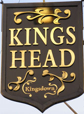 The pub sign. Kings Head, Kingsdown, Kent