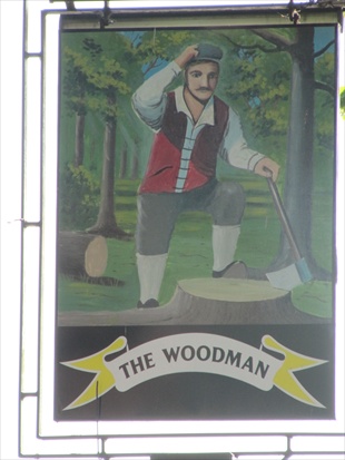 The pub sign. The Woodman, Otford, Kent