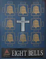 The pub sign. The Eight Bells, Hawkhurst, Kent