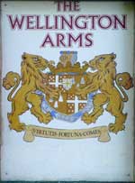 The pub sign. The Wellington Arms, Bedford, Bedfordshire