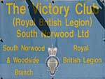 The pub sign. The Victory Club, South Norwood, Greater London