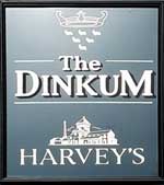 The pub sign. The Dinkum, Polegate, East Sussex